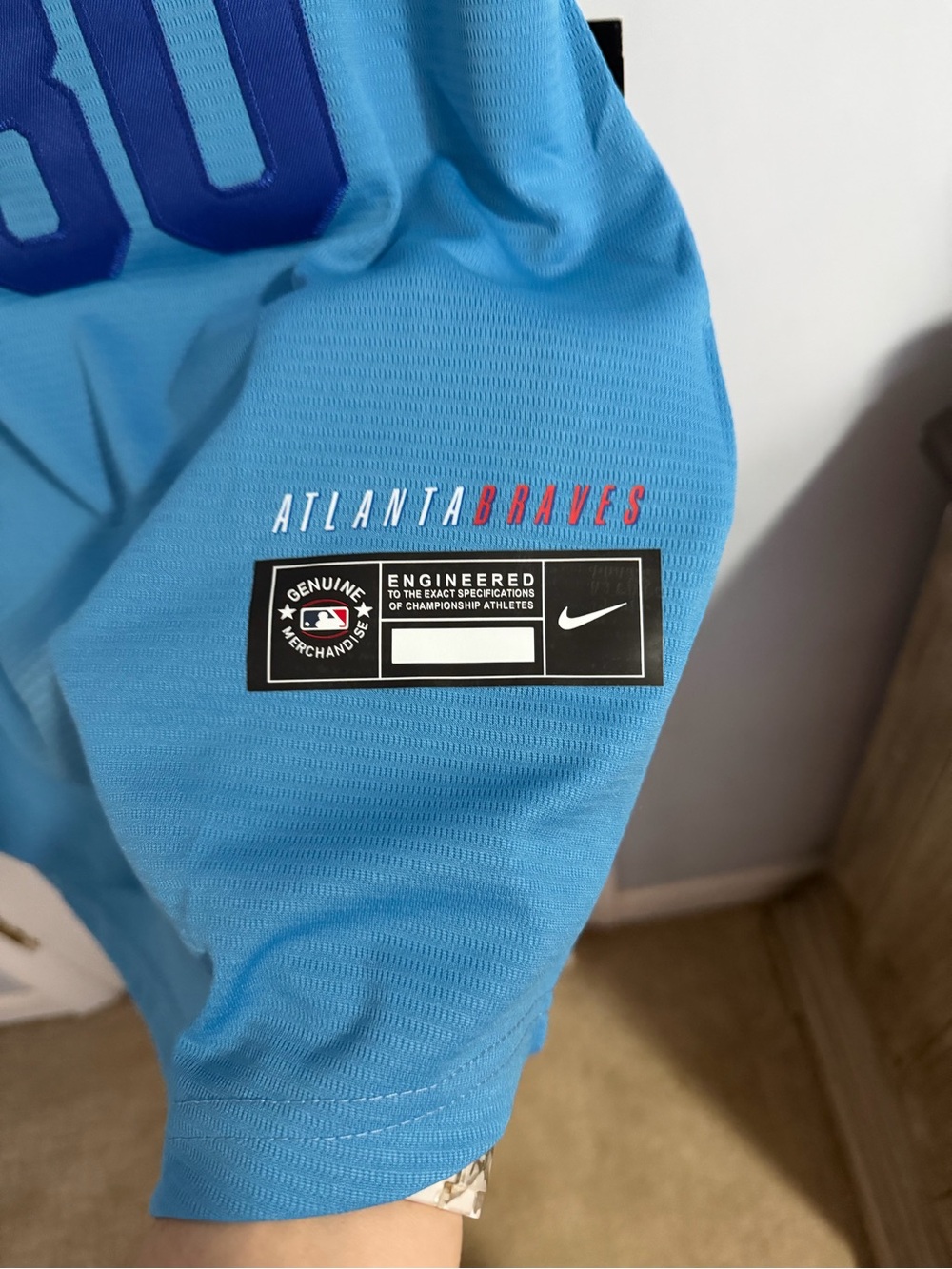 Nike Light Blue Atlanta Braves Baseball Jersey Baldwin 30 - Picture 5 of 5